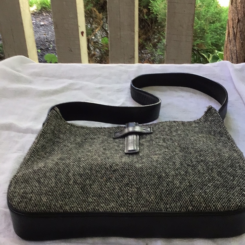 J Crew wool, black and grey handbag. Like new